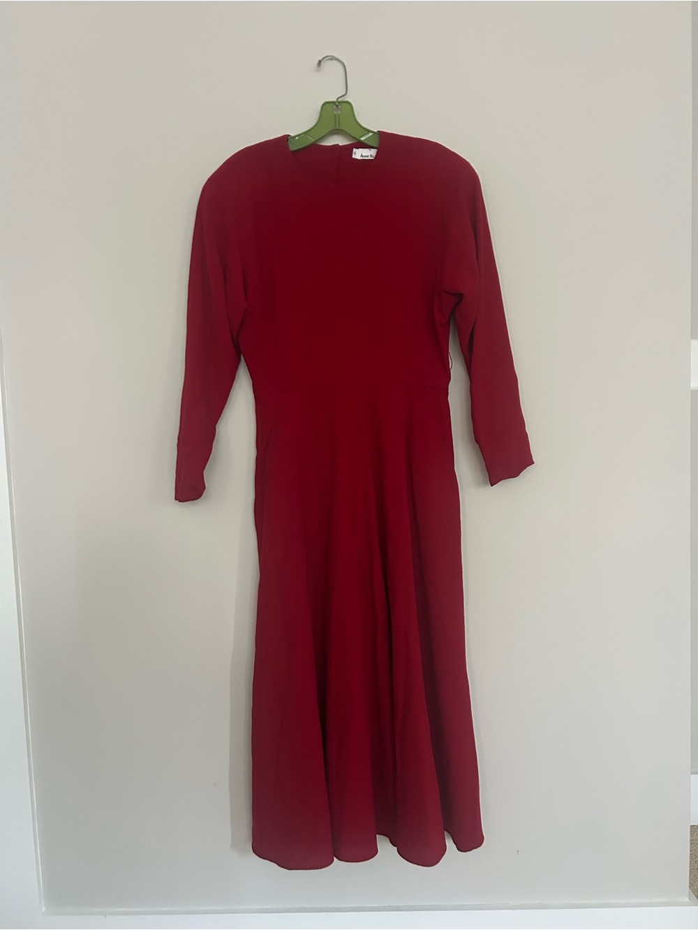 Vintage 1980s Anne Klein II Red Long Sleeve Dress, Size 10: made in USA